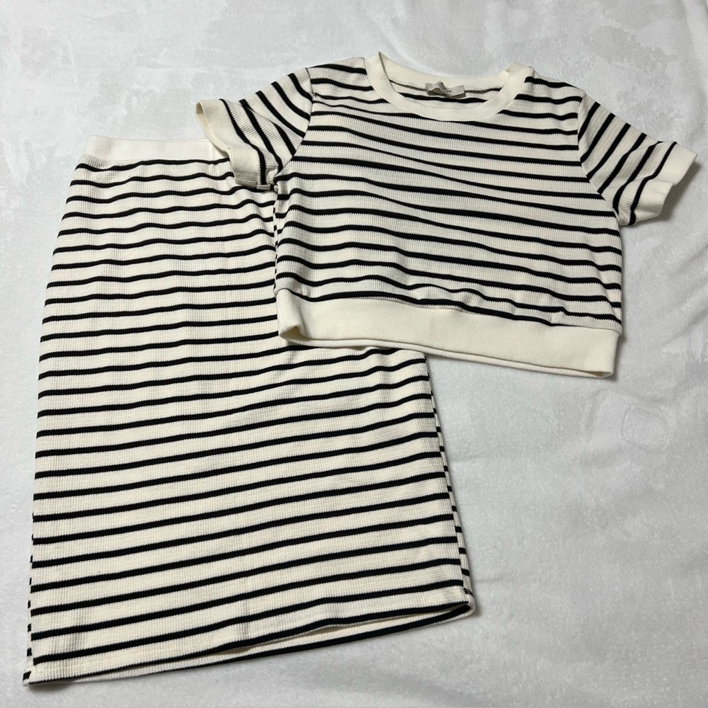 Atelier Striped Black and White Two-Piece Set